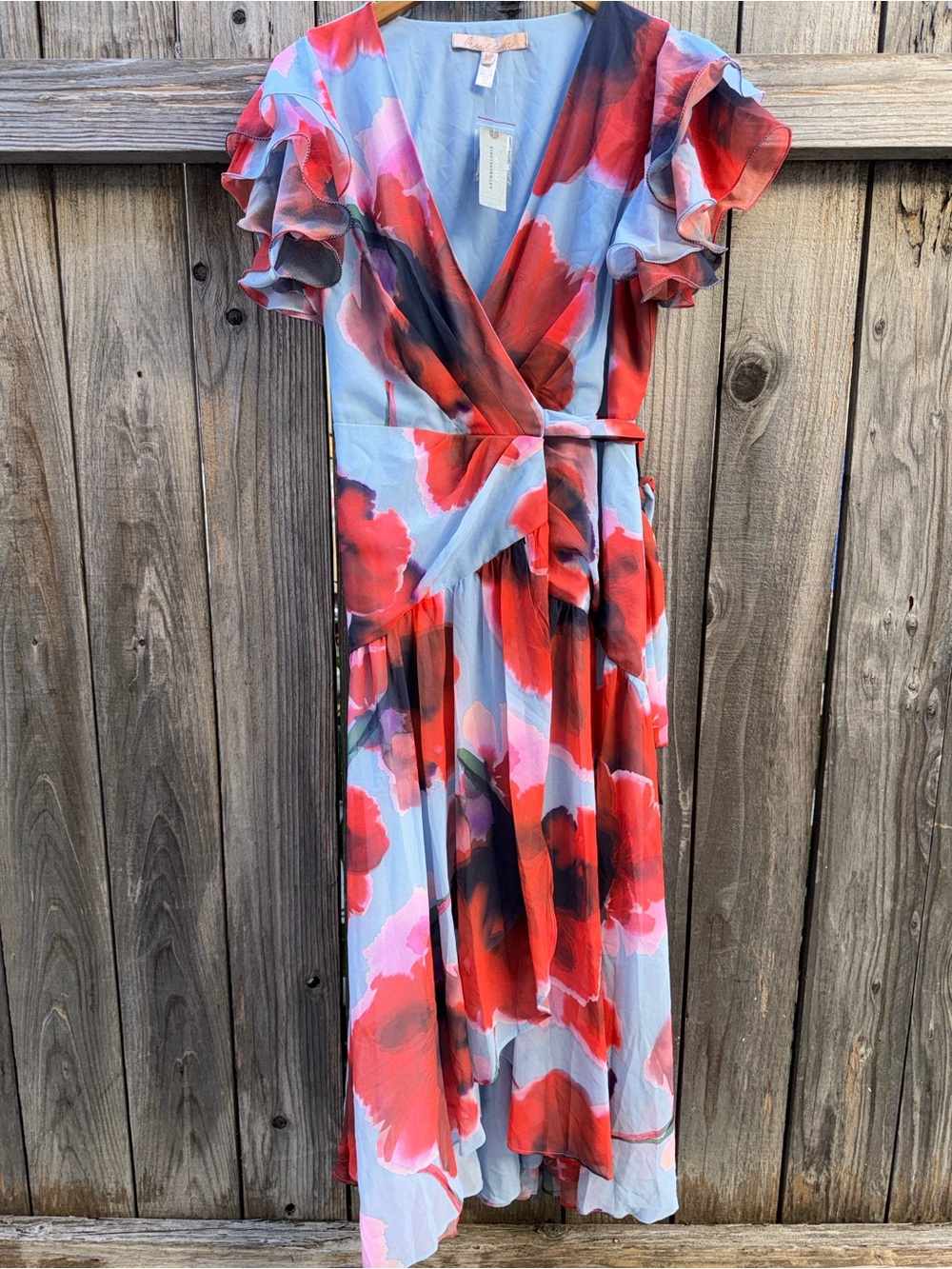 Hutch Anthropologie Zola Flutter-Sleeve Wrap Maxi Dress Size MP - Picture 5 of 13